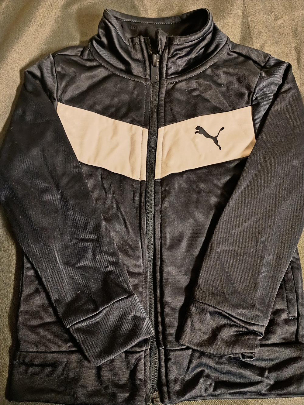 Puma Toddler Black Jacket with White Chevron Panel